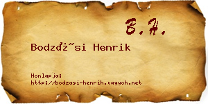 Bodzási Henrik névjegykártya